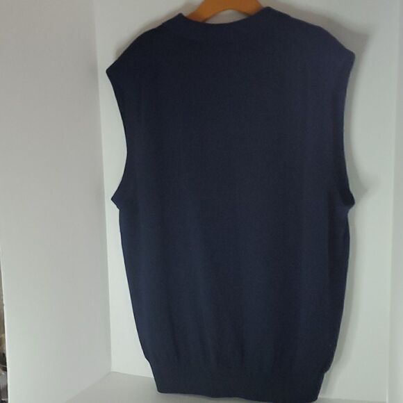Fairway & Green Baruffa Merino Wool 1/4 Zip Windvest Navy Golf Sweater Size L - Picture 5 of 7